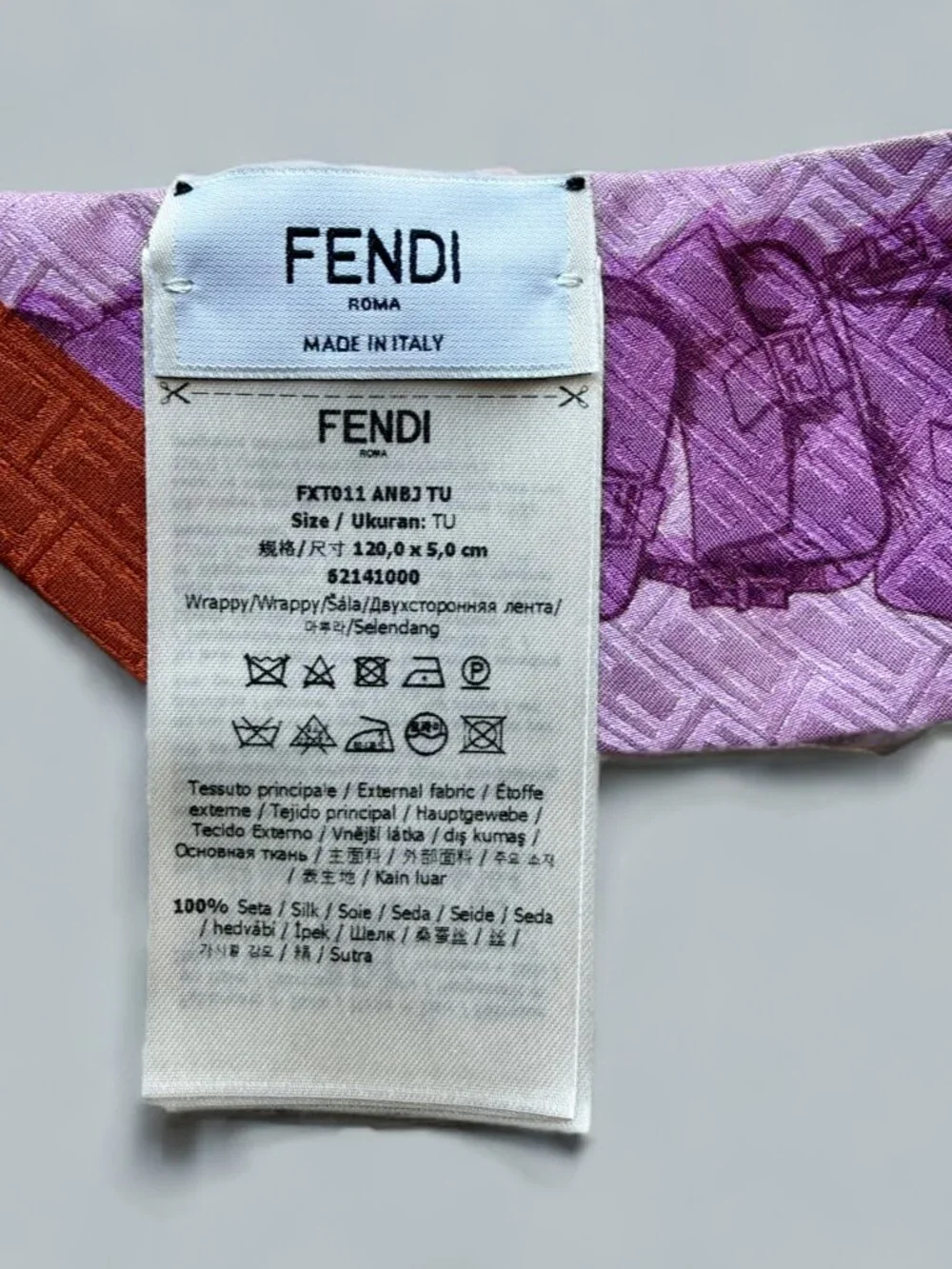 Fendi Brown Pink Silk Wrappy Long Scarf